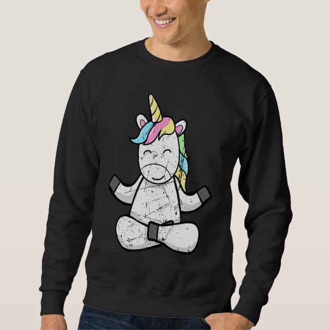 Moletom Distressed Unicorn Yoga Meditation Relaxing Unicor (Frente)