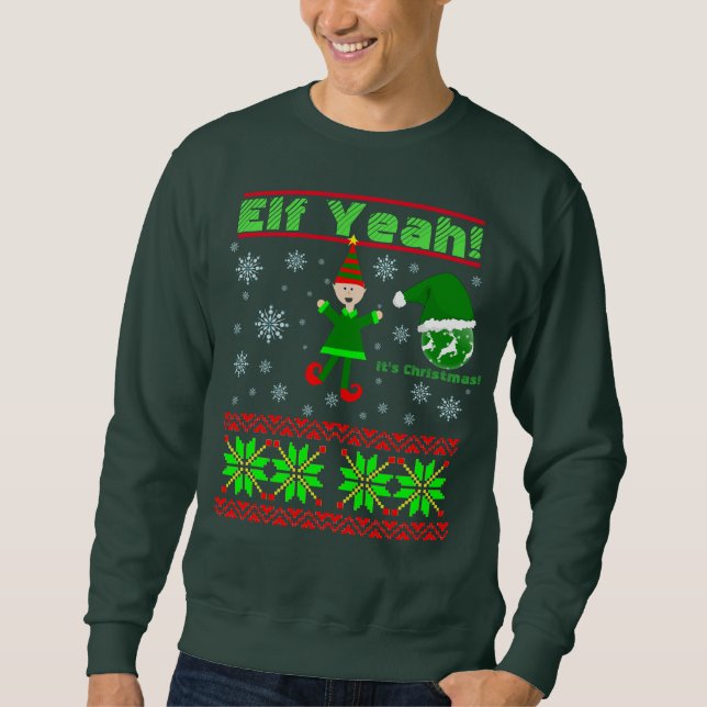 Moletom Do duende Natal engraçado yeah (Frente)