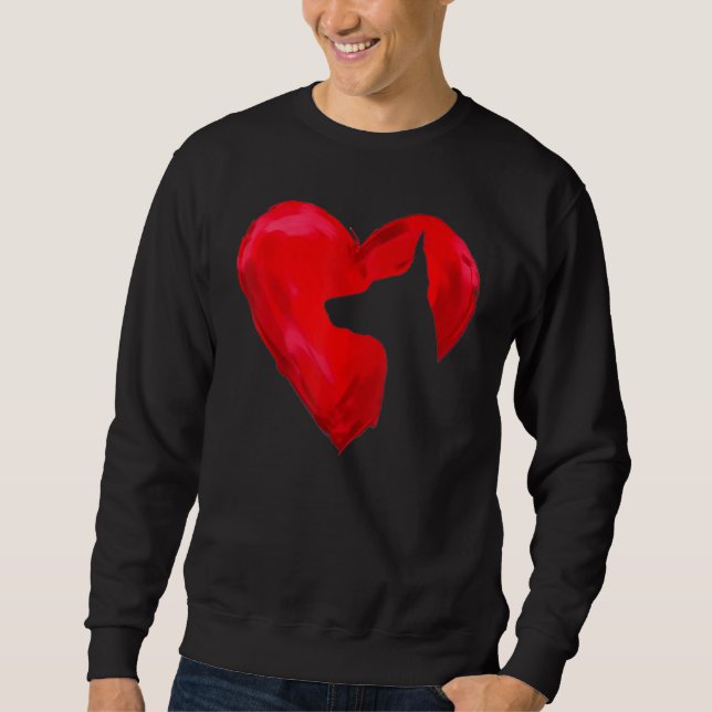 Moletom Doberman Heart silhouette Valentine's Day Dog Love (Frente)