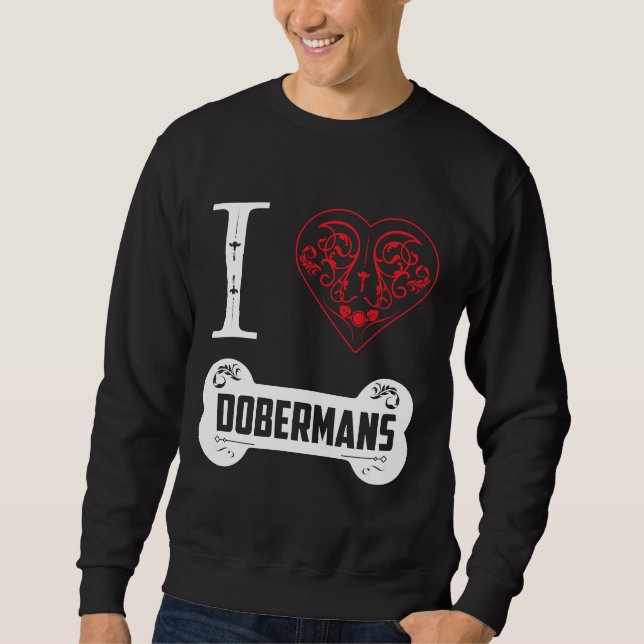Moletom Doberman I Heart Dobermans Bone Ornaings (Frente)