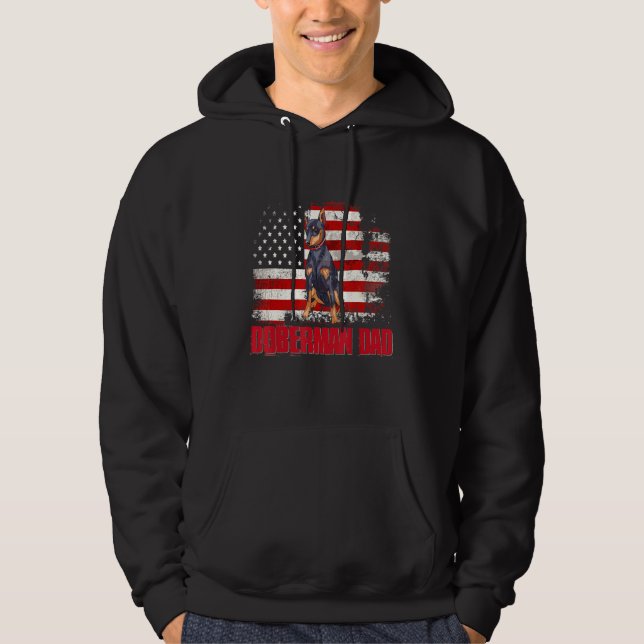 Moletom Doberman Pinscher Pai American Flag 4 De Julho Do (Frente)