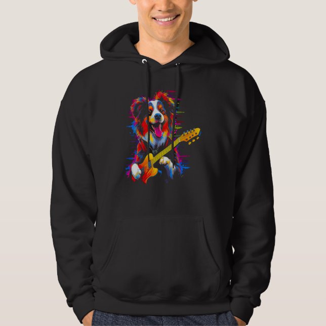 Moletom Dog Australian Shepherd Guitarist (Frente)