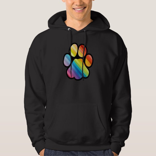 Moletom Dog Paw Print Lgbtq Rainbow Flag Gay Pride Ally Do (Frente)