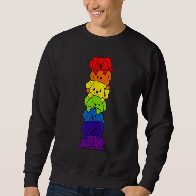 Moletom Dogs Stack Rainbow LGBT Gay Les Trans Pride Pet (Frente)