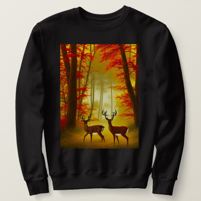 Moletom Dois veados em uma Floresta de outono / Florestas (Frente do Design)