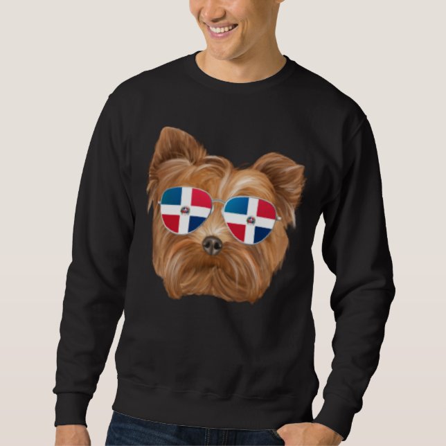 Moletom Dominican Republic Flag Yorkshire Terrier Dog Pock (Frente)