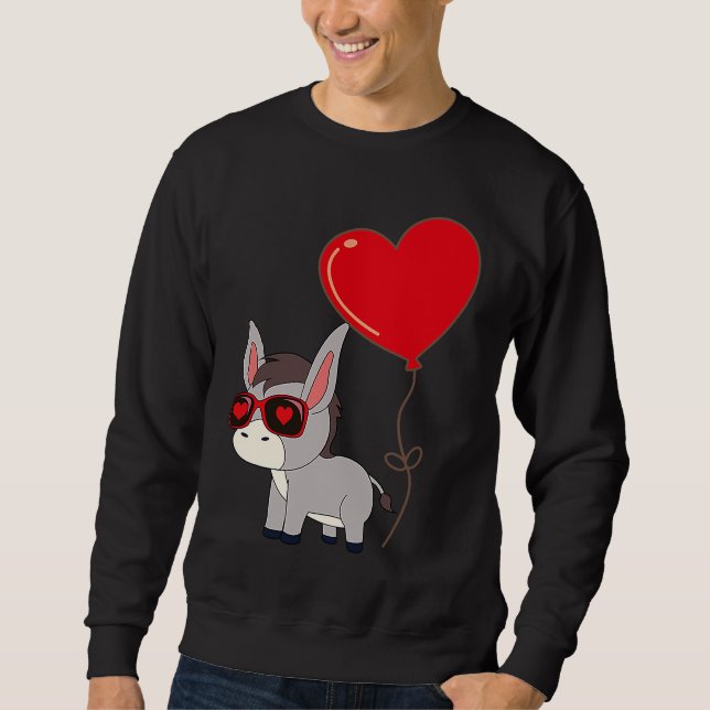 Moletom Donkey With Heart Balloon Valentines Day Love Boys (Frente)