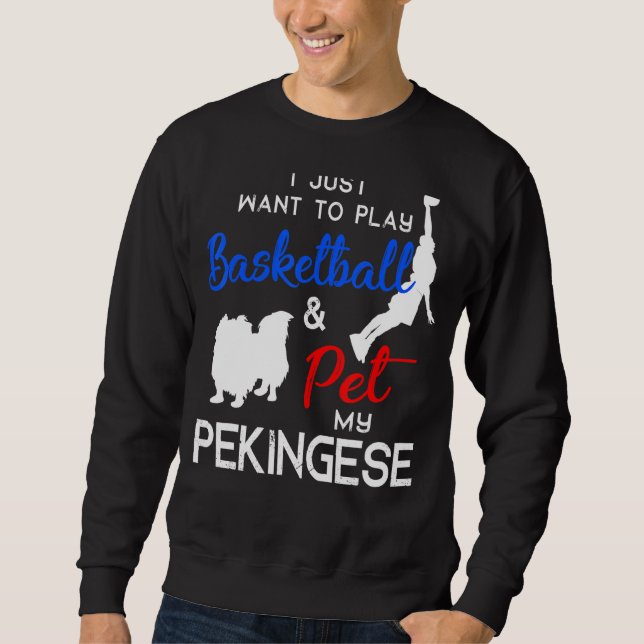 Moletom Dono de Cachorro de Basquete Engraçado Pekingês Xm (Frente)