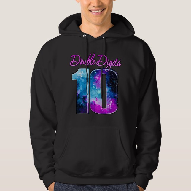 Moletom Double Digits 10 Years Old Galaxy Theme, Blue Pink (Frente)