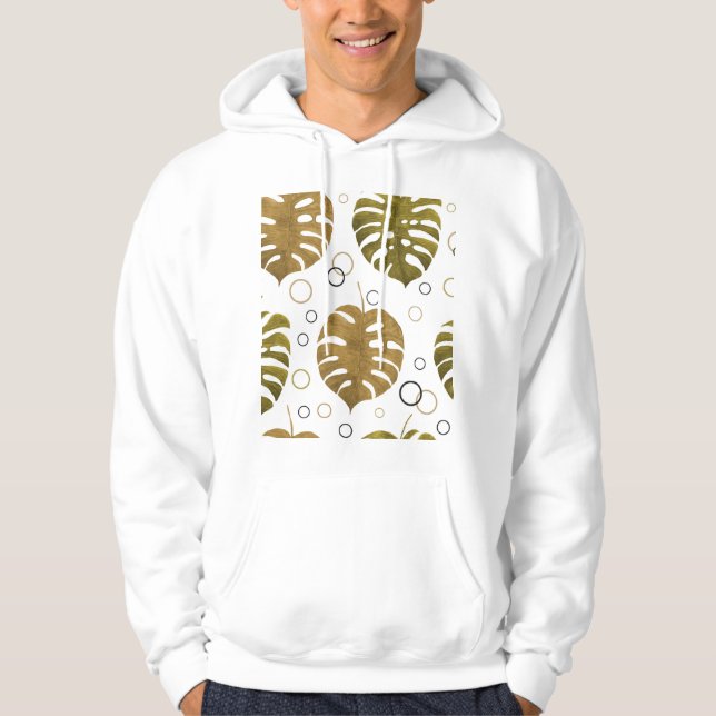 Moletom Dourado tropical: Monstera Leaf Watercolor (Frente)