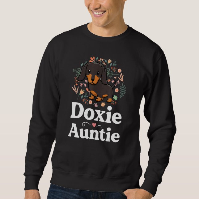 Moletom Doxie Auntie Floral Dachshund Shirt Dog Tunt (Frente)