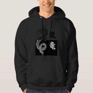 Moletom Dragão Asiático, Dragão Tóquio, preto e branco