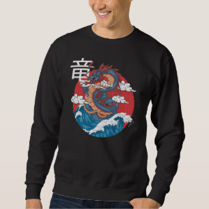 Moletom Dragão japonês Vintage Retro Ryu Dragon japonês