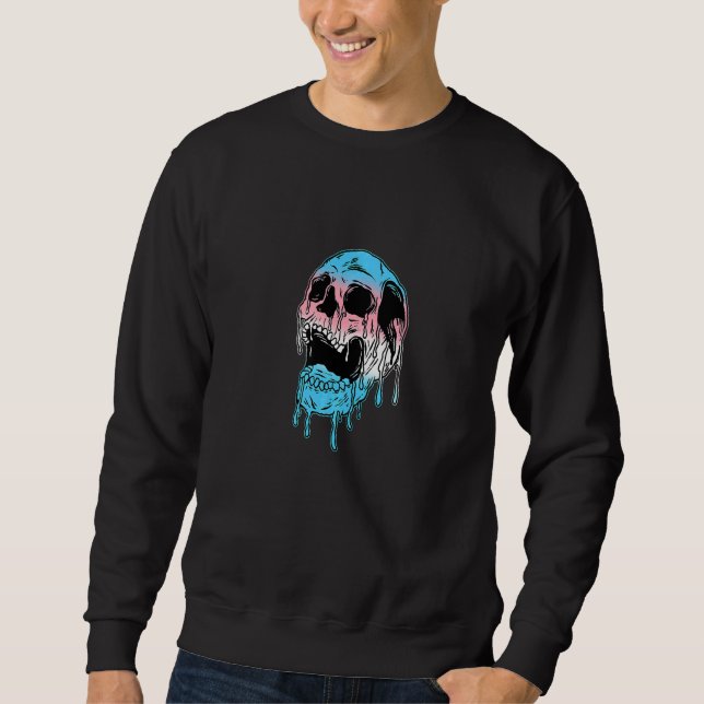 Moletom Dripping Trans Pride Skull Transgender LGBT Premiu (Frente)