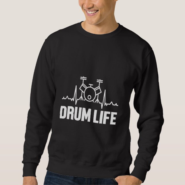 Moletom Drum Life Heartbeat Pulso Drumming Drums Musical B (Frente)