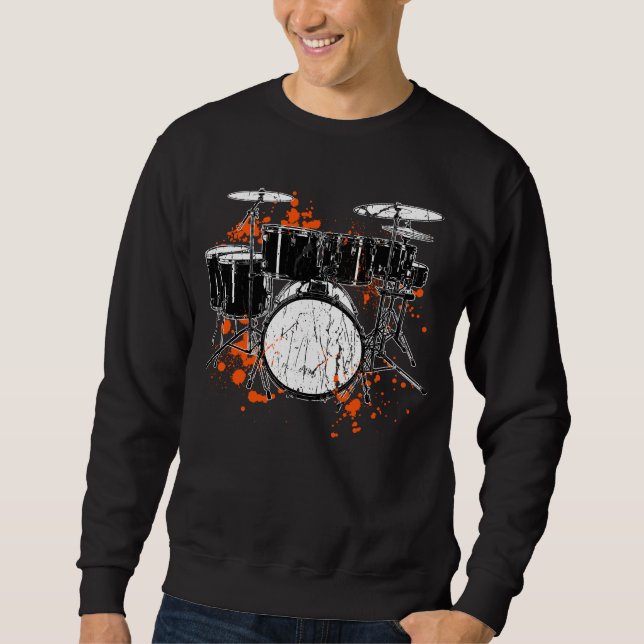 Moletom Drummer de Música do Conjunto de Tambores Retroati (Frente)