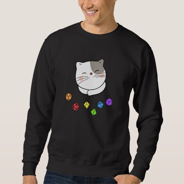 Moletom Dungeon Meowster E Nerdy Cat Polyhedral Dice Set (Frente)