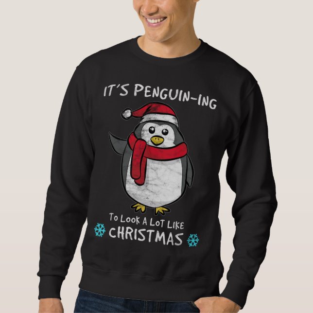 Moletom É um pinguim para parecer muito com o Natal (Frente)
