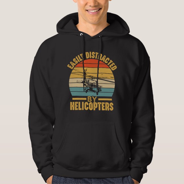 Moletom Easily Distracted By Helicopters Funny Helicopter  (Frente)