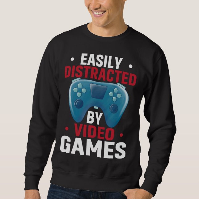 Moletom Easily Distracted By Video Games  Video Gamer (Frente)