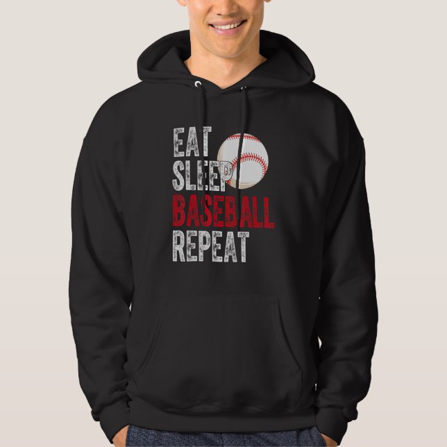 Moletom Eat Sleep Baseball Repeat Baseball Player  Basebal (Frente)