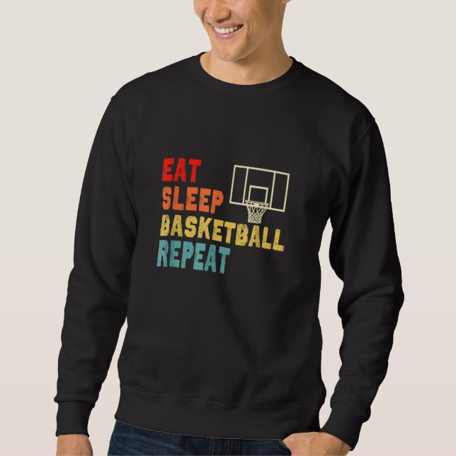 Moletom Eat Sleep Basketball Repeat Apparel For Girls, Boy (Frente)