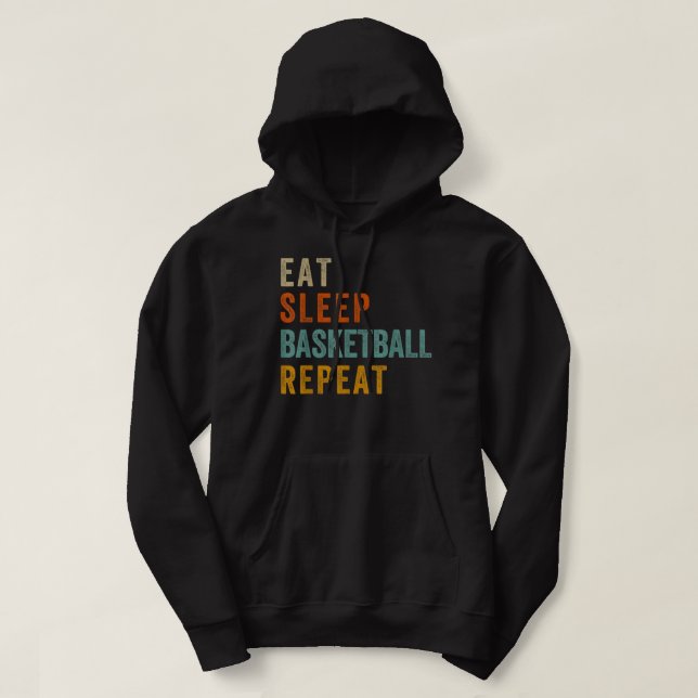 Moletom Eat Sleep Basketball Repeat Funny Sport Player Fan (Frente do Design)