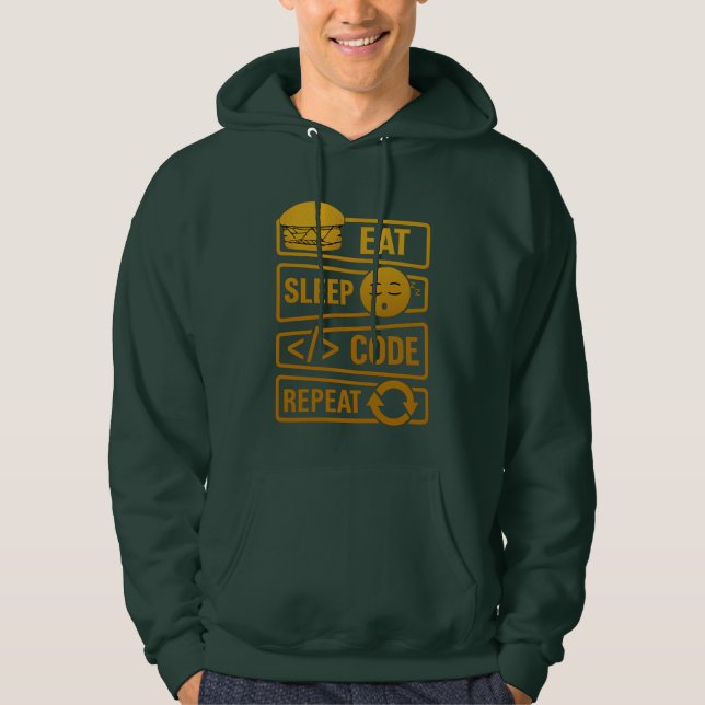 Moletom Eat Sleep Code Repeat – Gold Tech Lifestyle Design (Frente)
