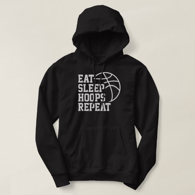 Moletom Eat Sleep Hoops Repeat Funny Saying Quote Basketba (Frente do Design)