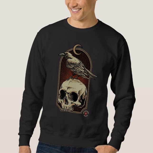 Moletom Edgar Allan Poe - Nunca mais crânio e Raven - Meme (Frente)