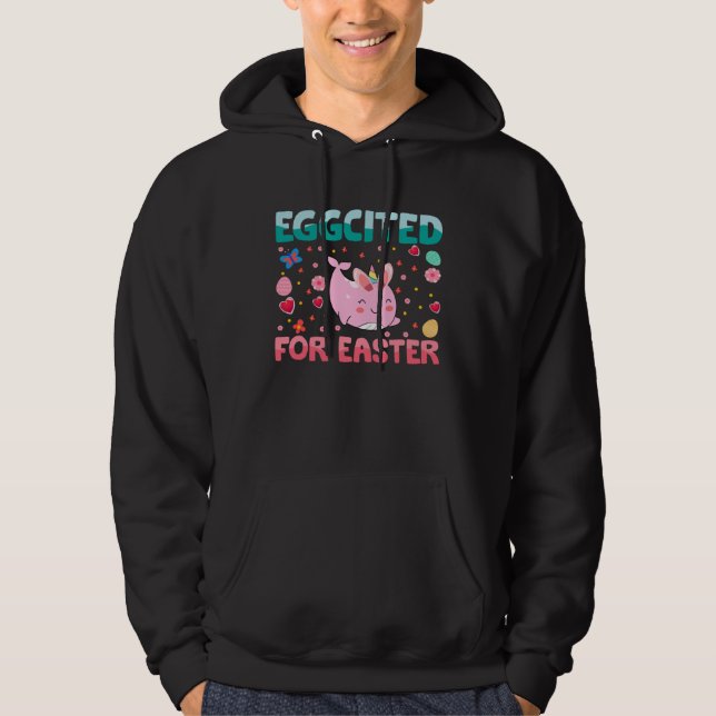 Moletom Eggcited For Easter Bunny Narwhal Rabbit Kids (Frente)