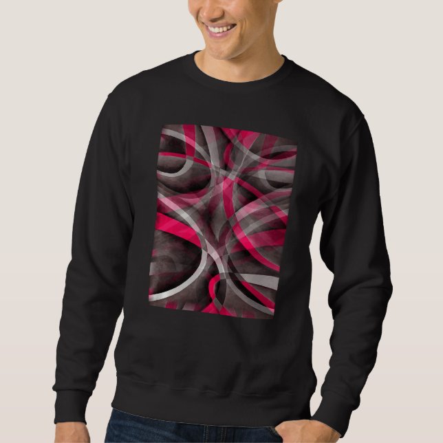 Moletom Eighties Rose Pink On Grey Abstract Strip Pattern (Frente)