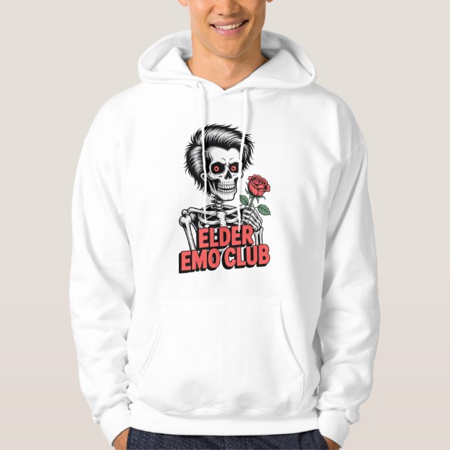 Moletom Elder Emo Club Skeleton Holding Rose Design (Frente)