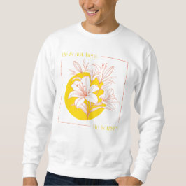 Moletom Ele RESSSUSCITOU! - Coral + Lírio Amarelo