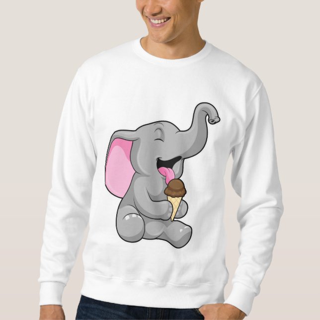 Moletom Elefante com sorvete de Waffle de Chocolate (Frente)