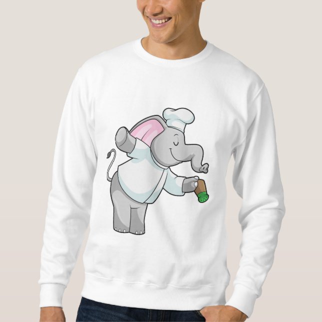 Moletom Elefante como cozinheiro com agitador de sal (Frente)