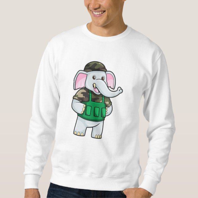 Moletom Elefante como Soldado com Uniforme e Capacete (Frente)