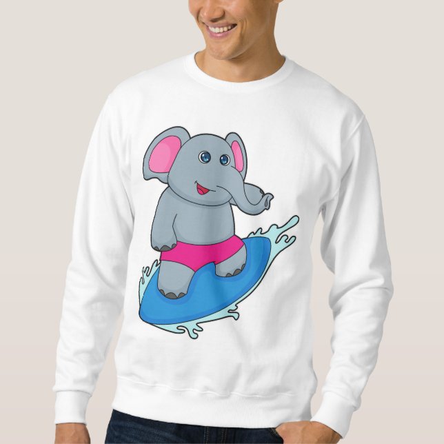 Moletom Elefante como surfista com surfboard (Frente)