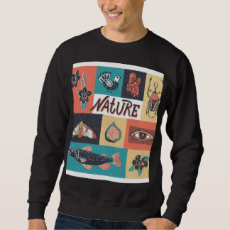 Moletom Elementos Natureza, Ícones de Estilo Retroativo.