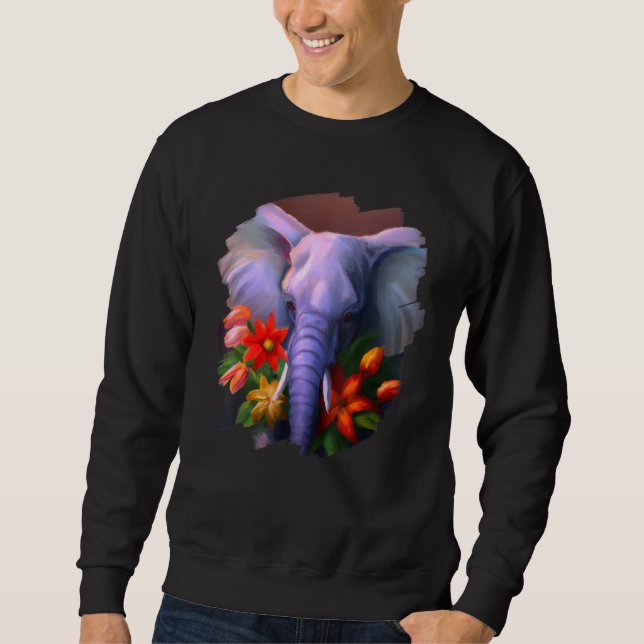 Moletom Elephant Flowers Cute Painting Flower Elephant 3 (Frente)