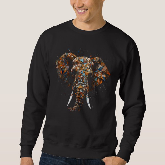 Moletom Elephant Polygon Artwork Colourful African Elephan (Frente)