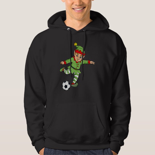 Moletom Elf de Natal Kicking Soccer Ball Boys Meninas (Frente)