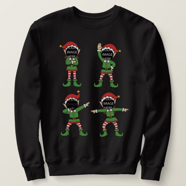 Moletom Elfo de Natal com Rosto Personalizado — Foto Perso (Frente do Design)