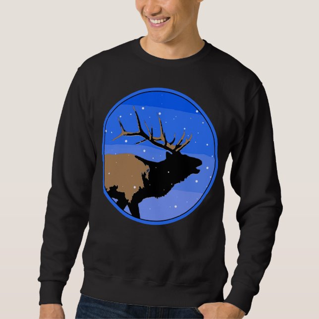 Moletom Elk Bugling no inverno - Arte original sobre a vid (Frente)