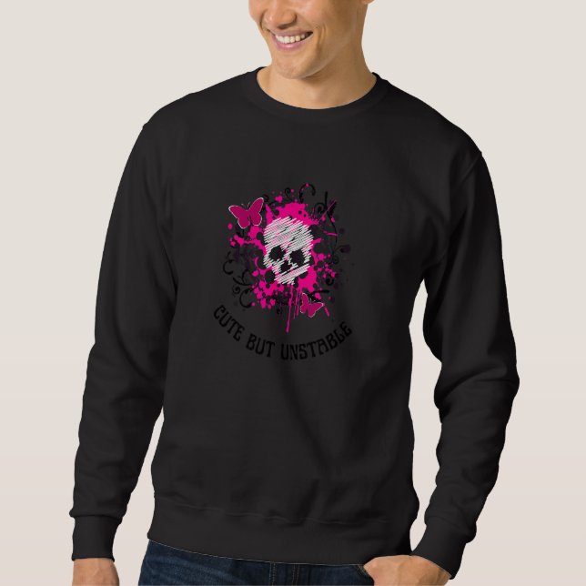 Moletom Emo E Gótico, Cuja Borboleta Rosa Instável, Ske (Frente)