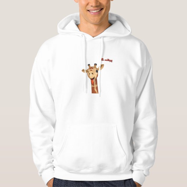 Moletom emoji a piscar a língua na face da girafa (Frente)