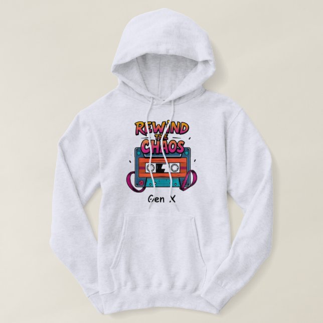 Moletom Encontra o Hoodie de fita da cassete retrô Gen X d (Frente do Design)