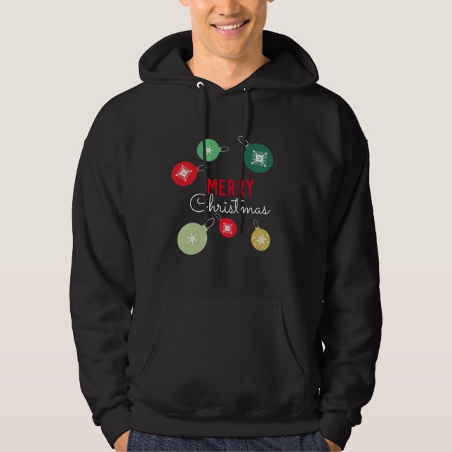 Moletom Enfeite Flocos de Neve Natal Preto   (Frente)