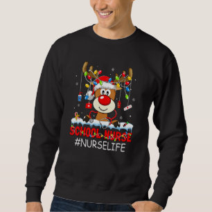 Moletom Enfermeira da escola de natal Reindeer Luzes Xmas
