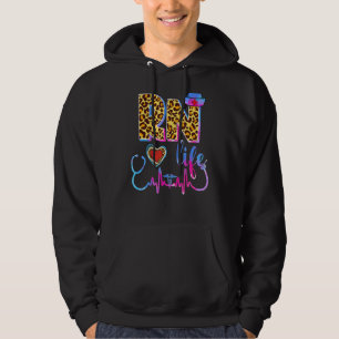 Moletom Enfermeira Leopard Tie Dye Rn Life Stethoscope Enf